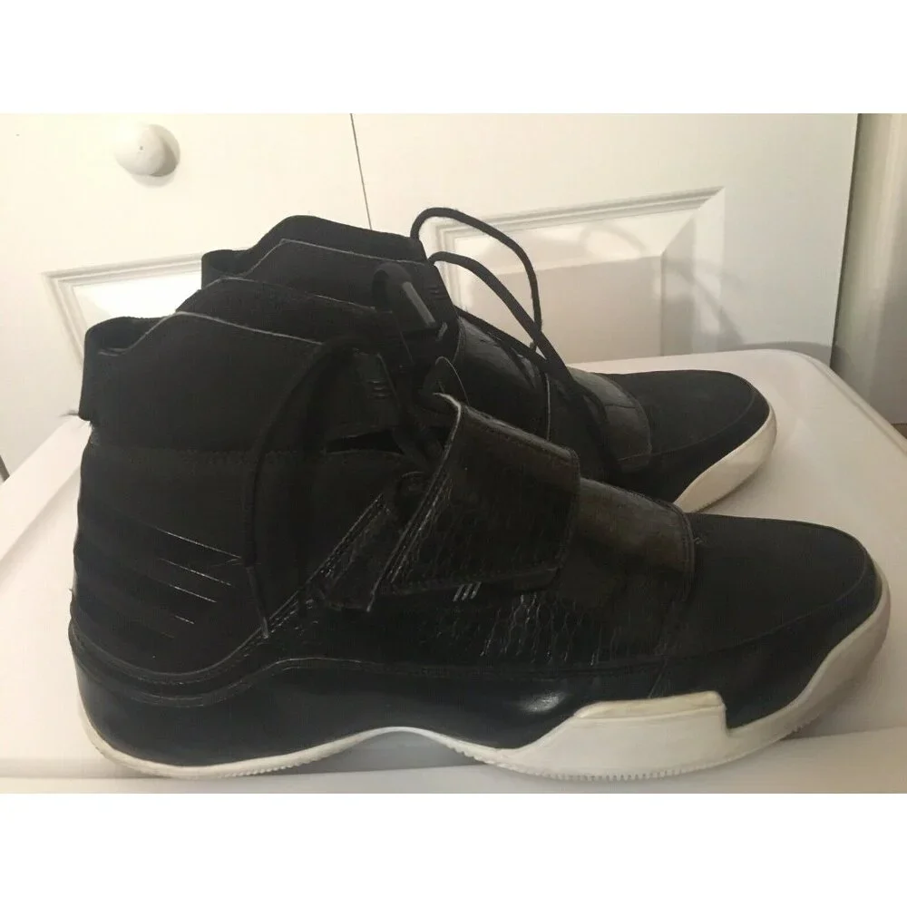 Vtg ADIDAS Black And White Hightops‎ With Flaps Sz 13 MENS Rare